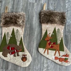 Woodsy. Rustic Set of 2 Christmas Stockings